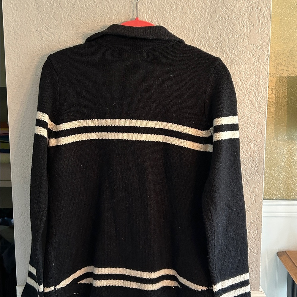 “RuffHewn” Black and White Double-Breasted Pea Coat -SWEATER 😃 - Picture 7 of 9
